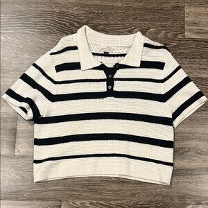 Universal Thread Black and White Striped Knit Top
